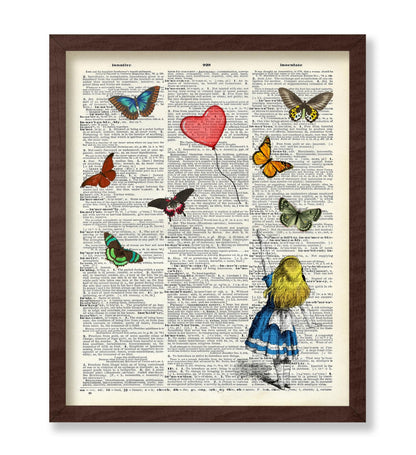 Alice with Butterflies and Heart Balloon