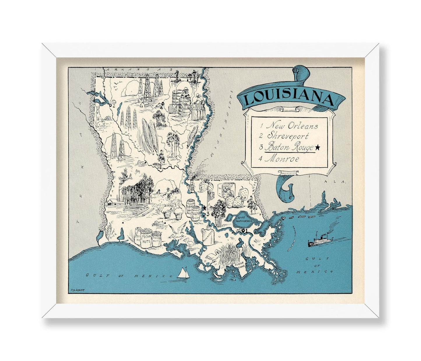 Louisiana Pictorial Map
