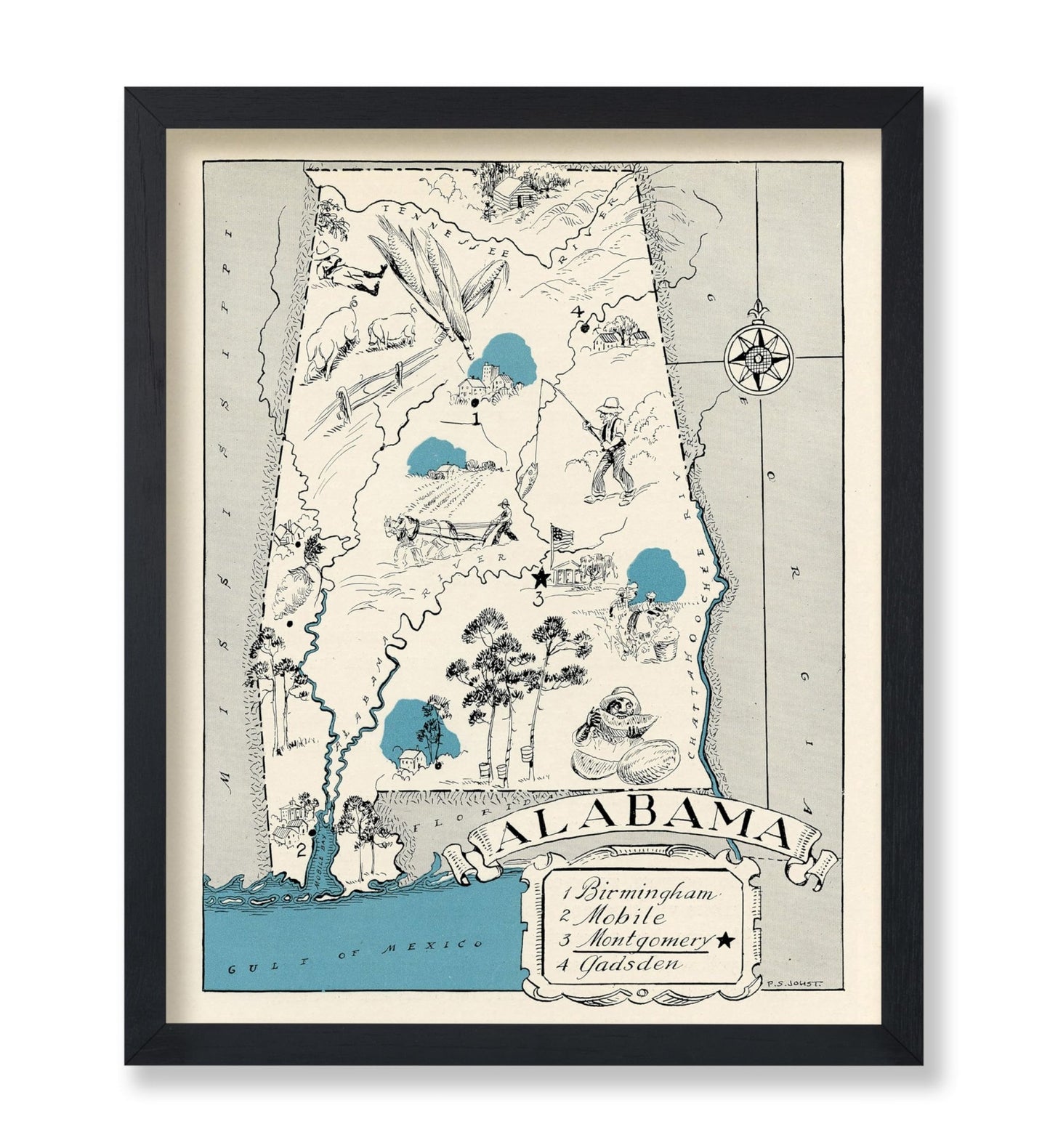 Alabama Pictorial Map