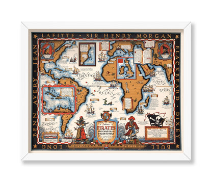 The Map of Famous Pirates, Buccaneers & Freebooters Poster