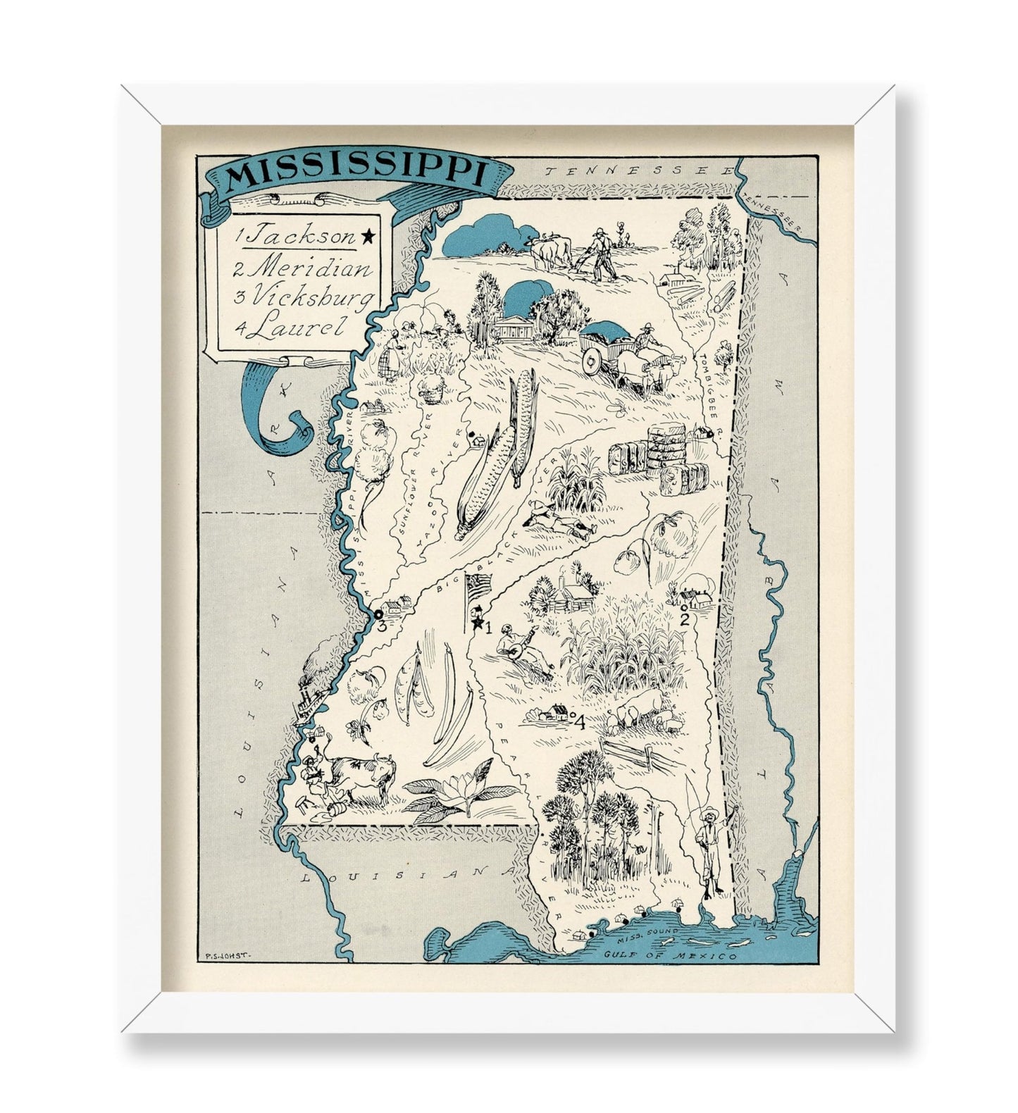 Mississippi Pictorial Map