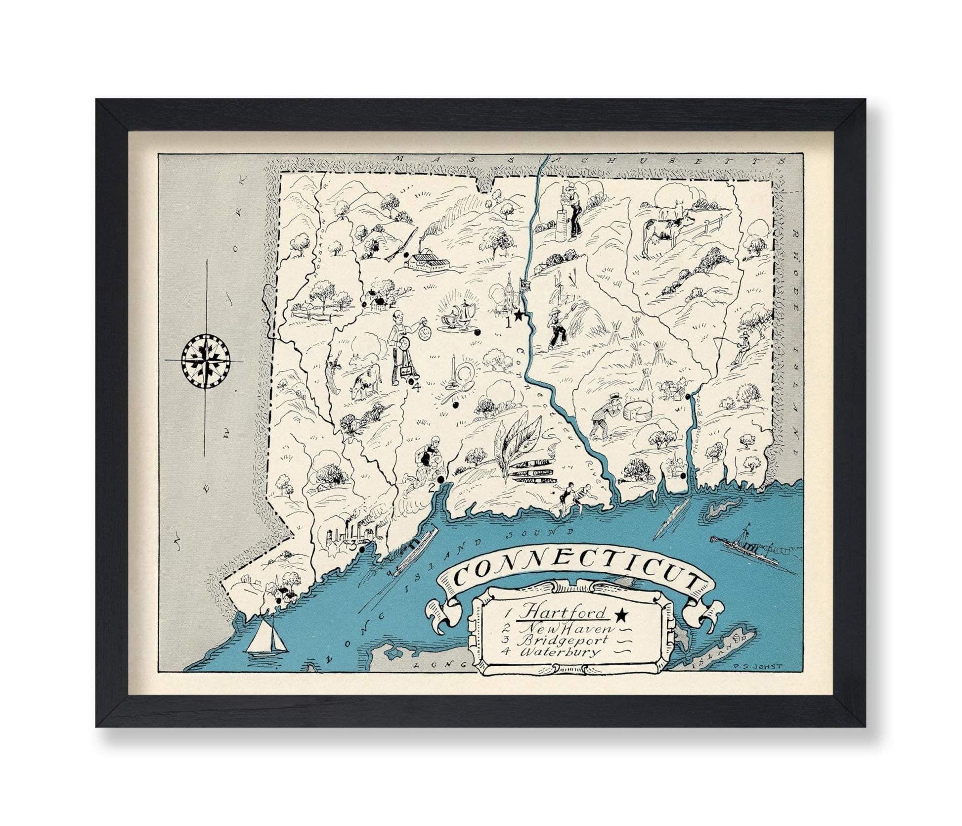 Connecticut Pictorial Map
