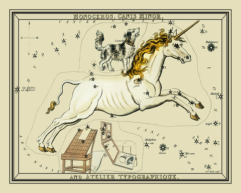 Urania's Mirror Monoceros, Canis Minor, and Atelier Typographique