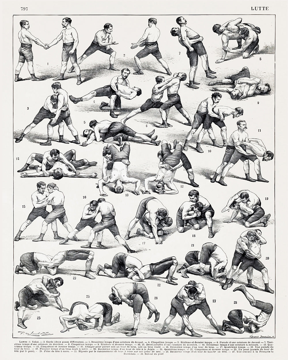 Vintage French Wrestling Illustration