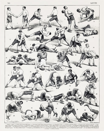 Vintage French Wrestling Illustration