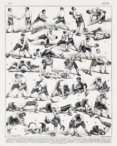 Vintage French Wrestling Illustration