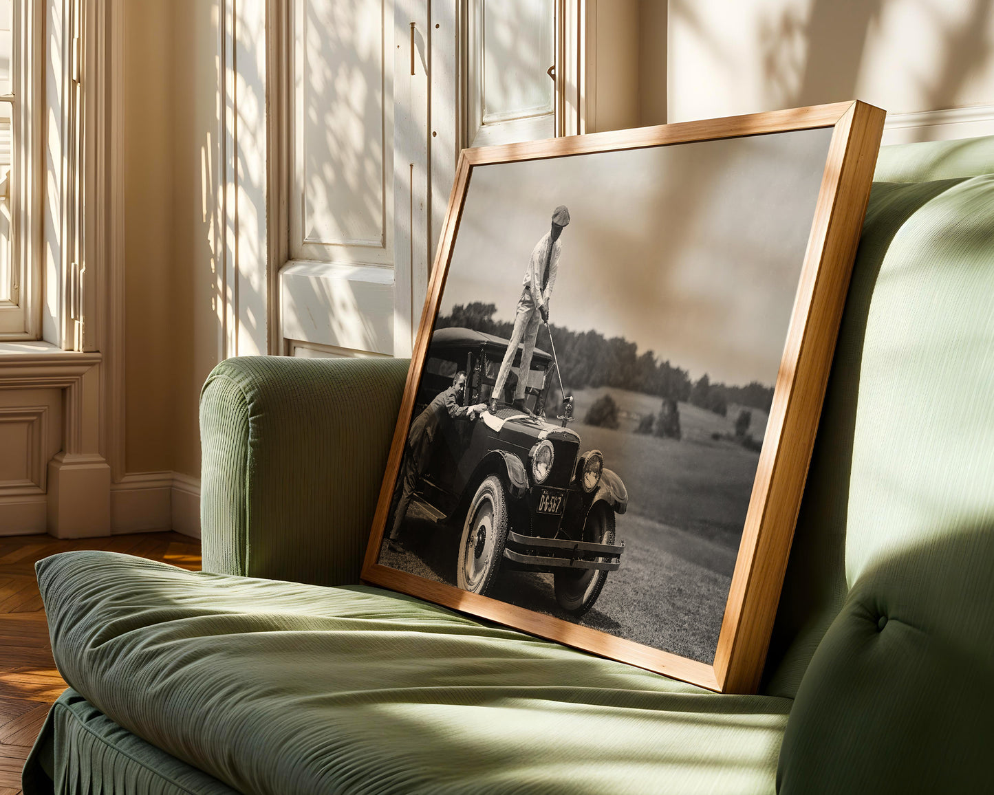 Golfing on Antique Car