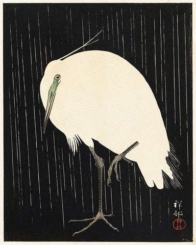 Ohara Koson - Egret Standing in Rain