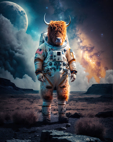 Highland Cattle Astronaut