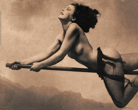 Naked Witch on Broom