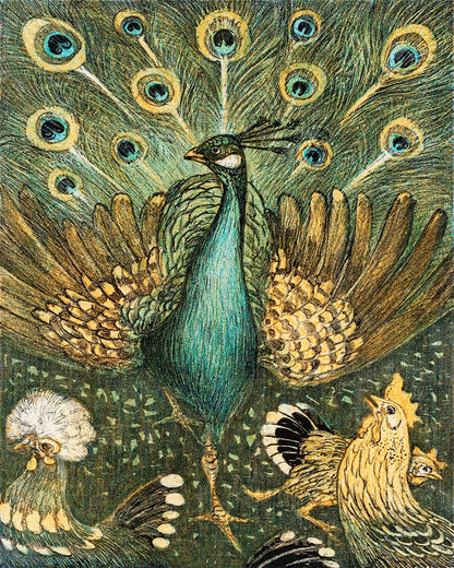 Theo Van Hoytema - Peacock With Chickens