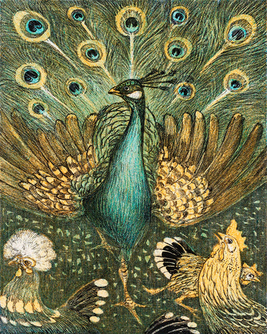 Theo Van Hoytema - Peacock With Chickens