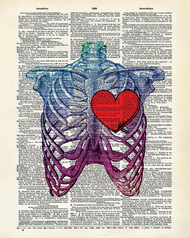 Red Heart Inside Colorful Ribcage