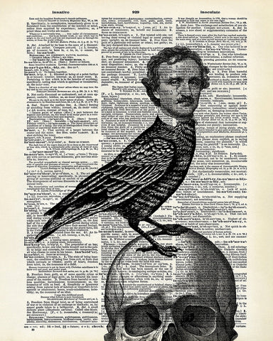 Edgar Allan Poe Raven on Skull