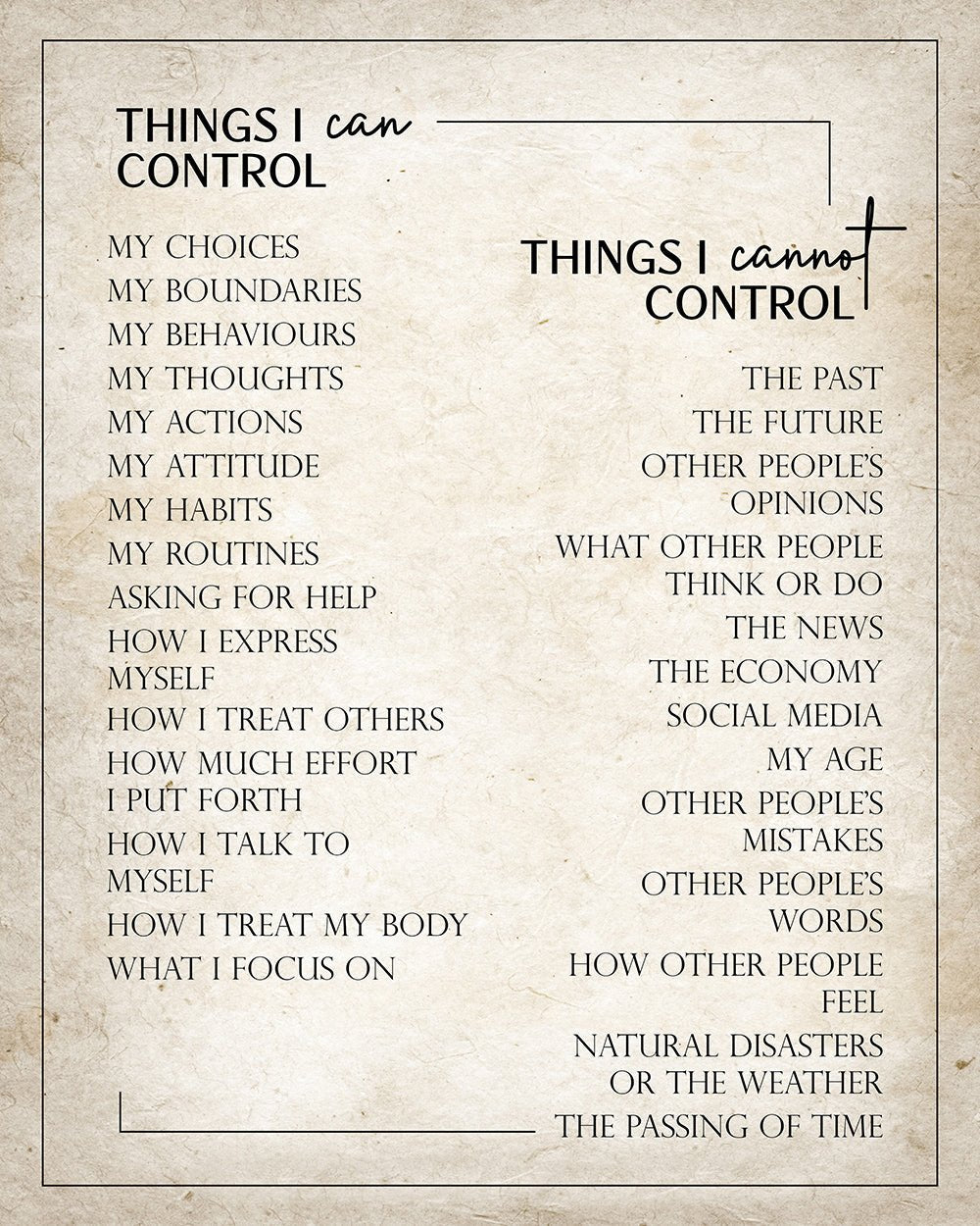 Things I Can Control