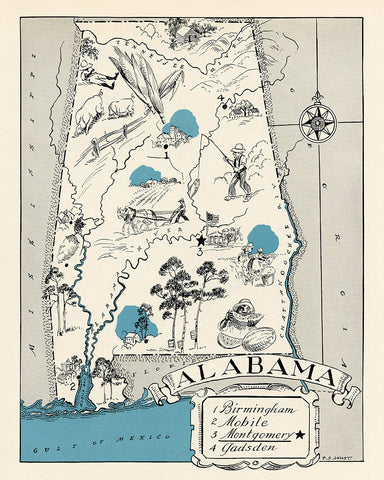 Alabama Pictorial Map