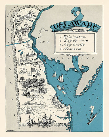 Delaware Pictorial Map