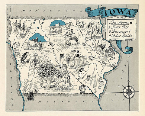 Iowa Pictorial Map