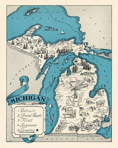 Michigan Pictorial Map No2