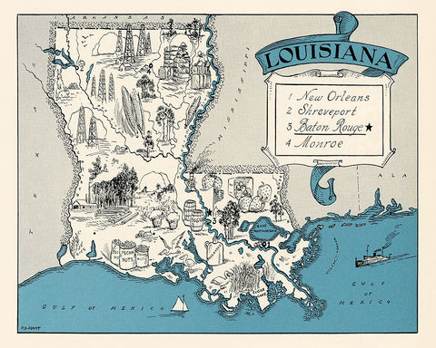 Louisiana Pictorial Map