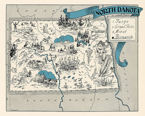 North Dakota Pictorial Map