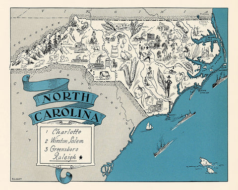 North Carolina Pictorial Map
