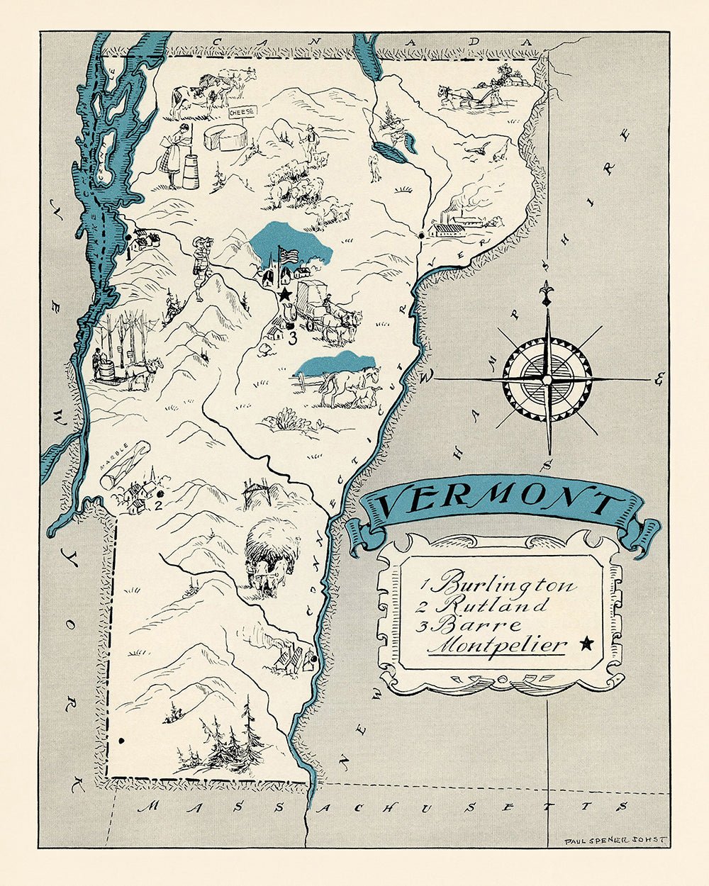 Vermont Pictorial Map – Poster Master