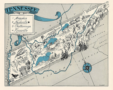 Tennessee Pictorial Map
