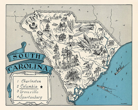 South Carolina Pictorial Map