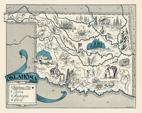 Oklahoma Pictorial Map