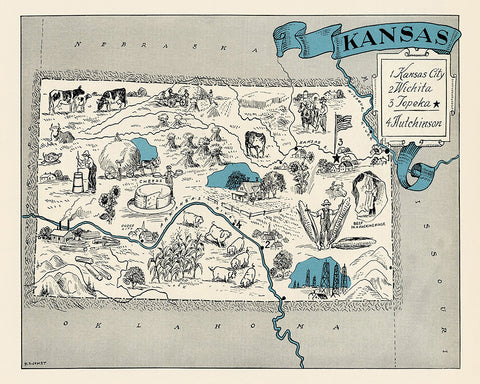 Kansas Pictorial Map