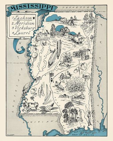Mississippi Pictorial Map