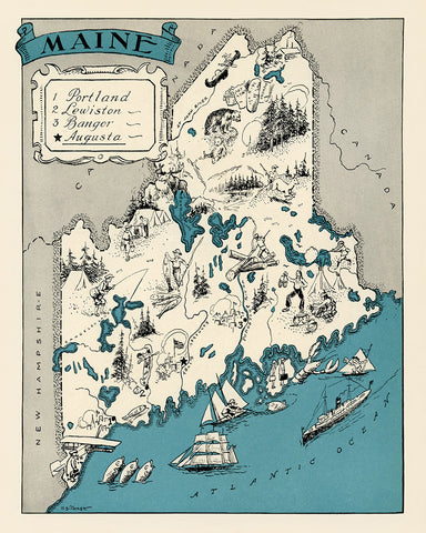 Maine Pictorial Map
