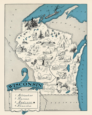 Wisconsin Pictorial Map