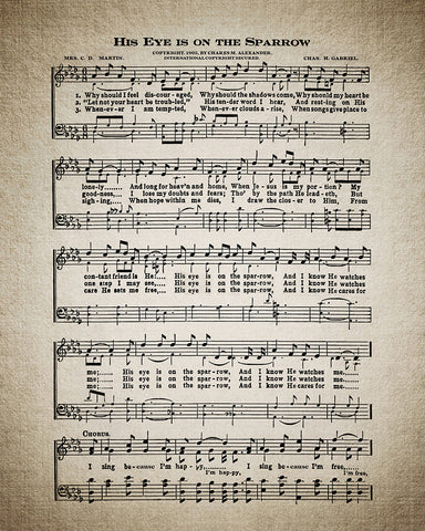 His Eye Is on The Sparrow Hymnal Sheet