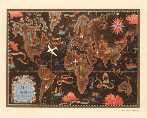 Air France Planisphere Map