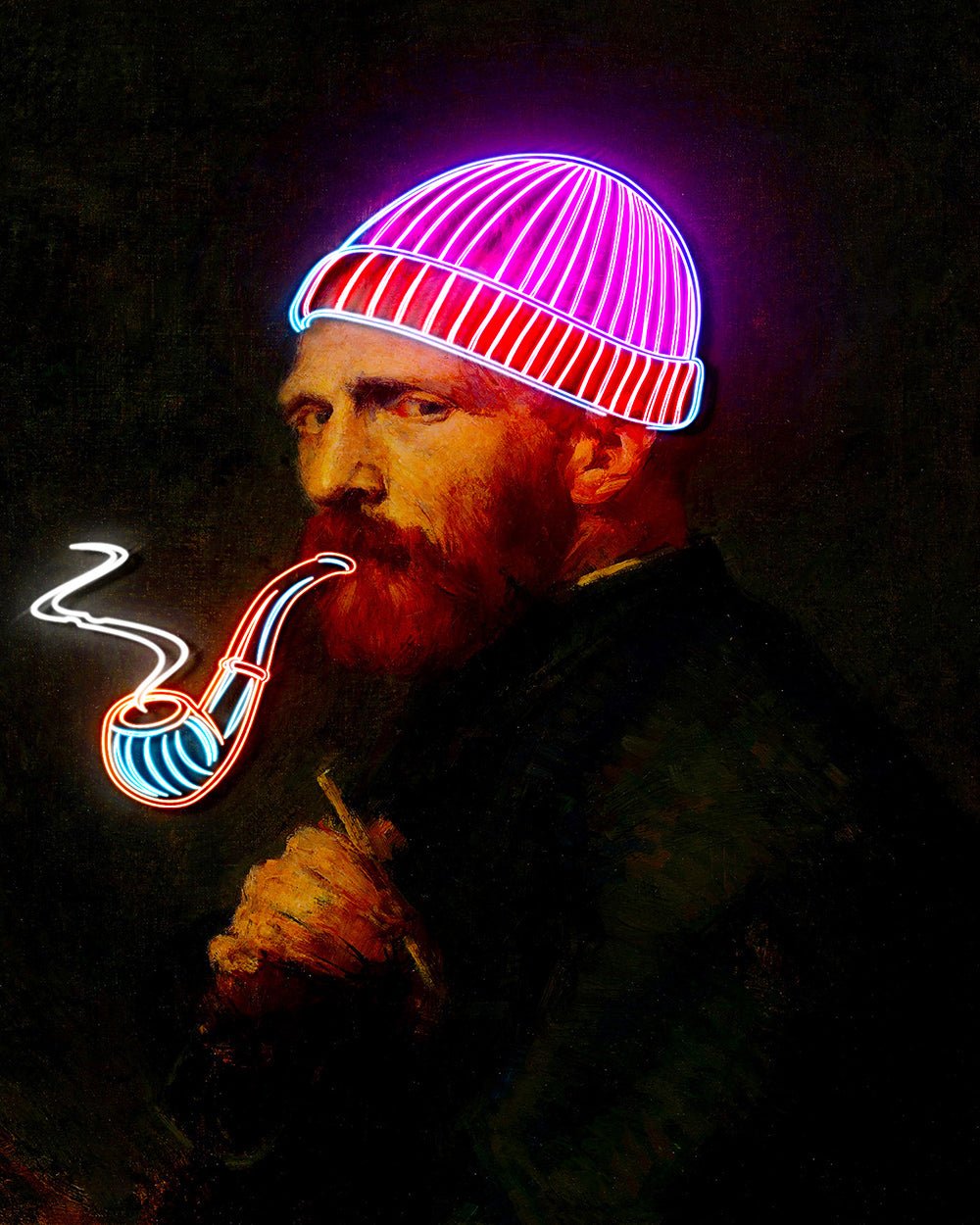 Van Gogh Neon Portrait