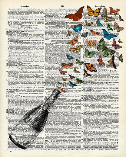 Champagne Bottle and Butterflies