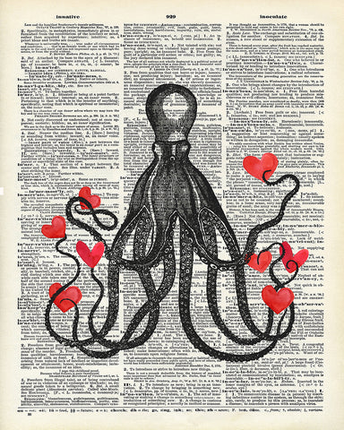 Octopus and Red Hearts