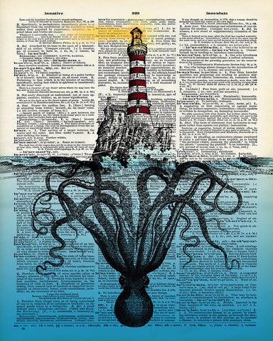 Giant Octopus Under Lighthouse