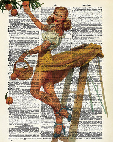 Pin-Up Girl Picking Peaches