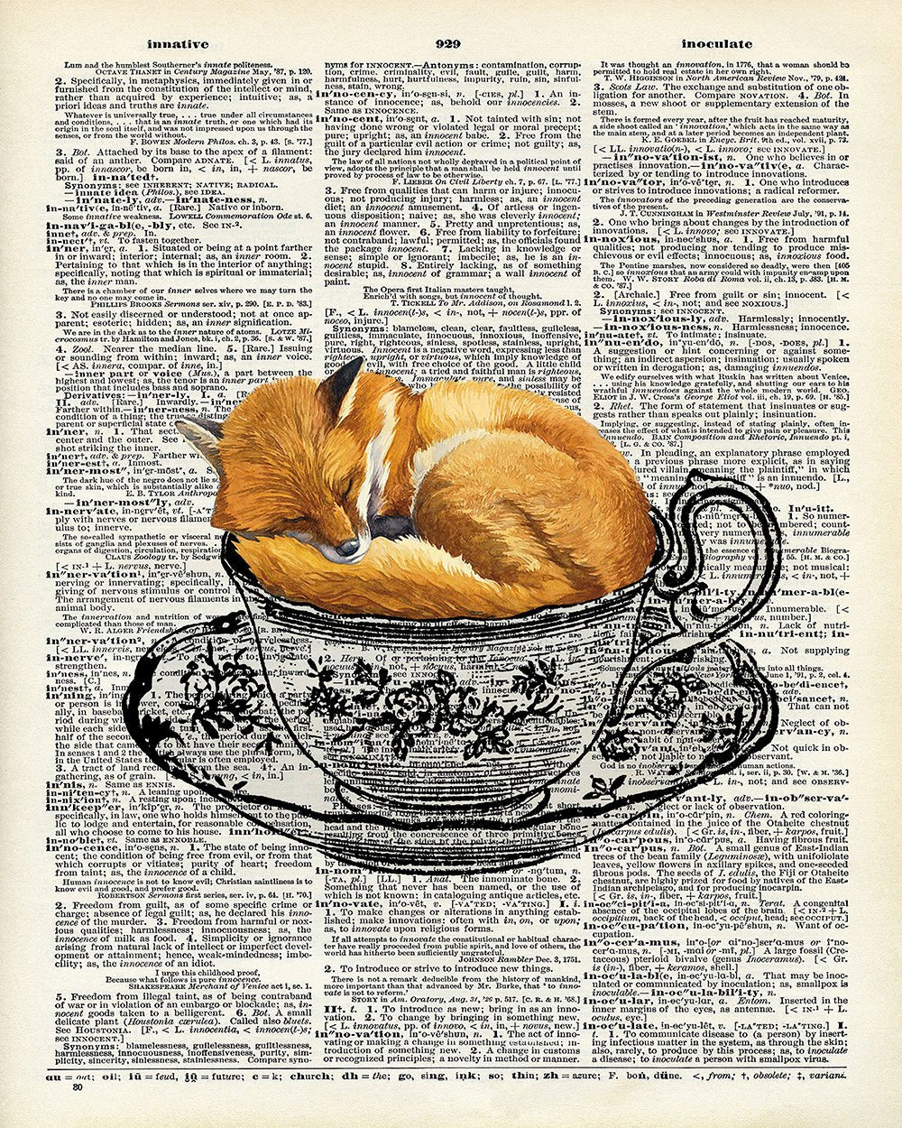 Sleeping Fox in Teacup
