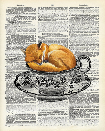 Sleeping Fox in Teacup
