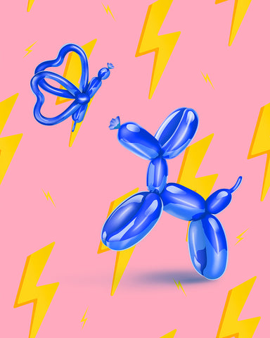 Jumping Balloon Dog and Butterfly No2
