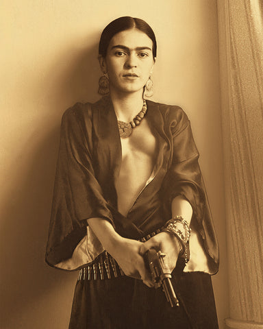 Frida Kahlo Holding A Gun