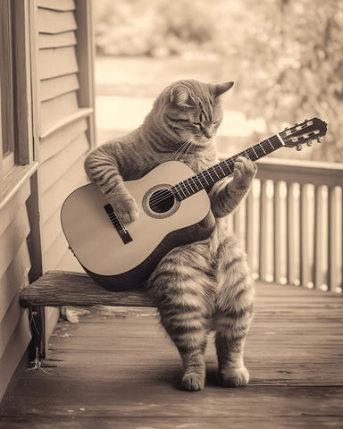 Cat Playing Guitar No2