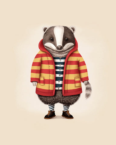 Badger Wearing Jacket