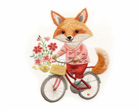 Baby Fox Riding A Bicycle