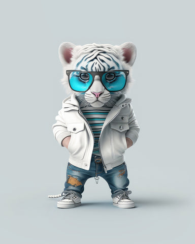 Baby White Tiger in Sunglasses