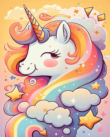 Unicorn, Clouds & Stars